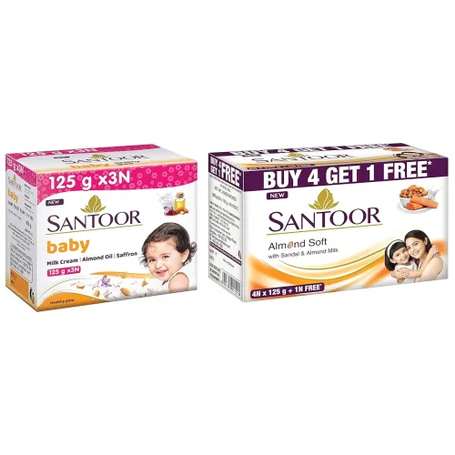 Image of Santoor Baby & Sandal Almond Milk Soap Combo Pack