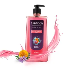 Santoor Brightening Body Wash Shower Gel Shower Gel 750ml With Natural Saffron & Marigold Extracts| For Men & Women| For Glowing Skin| Suitable For All Skin Types| No Parabens| No Silicones