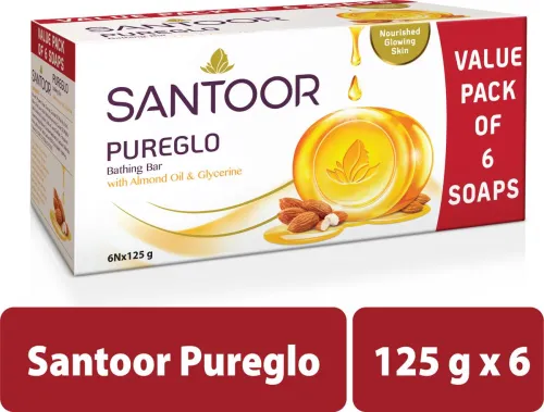 Image of Santoor by Wipro PureGlo Glycerine Bathing Bar Soap