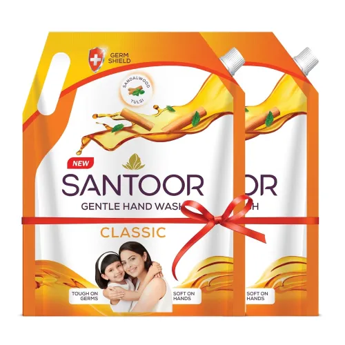 Image of Santoor Classic Gentle Hand Wash with Natural Goodness of Sandalwood & Tulsi| Rich Lathering Formula With Anti-Bacterial