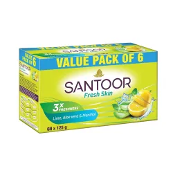 Santoor Aloe Vera Lime Bathing Soap Pack of 6