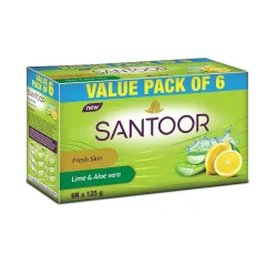 Santoor Fresh Skin Aloe Vera & Lime Bathing Soap with Nourishing & Anti-Aging P