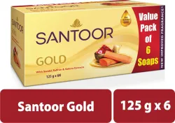Santoor Gold Bathing Bar Soap (6 x 125 g)