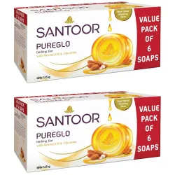 Santoor PureGlo Glycerine Bath Soap 125g (Pack of 12)