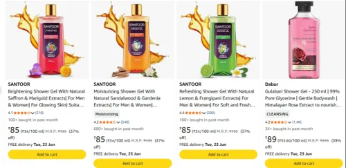 Image of Santoor Refreshing Shower Gel starting at ₹85
