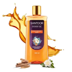 Santoor Moisturizing Shower Gel With Natural Sandalwood & Gardenia Extracts | For Men & Women | Moisturizing Body Wash W