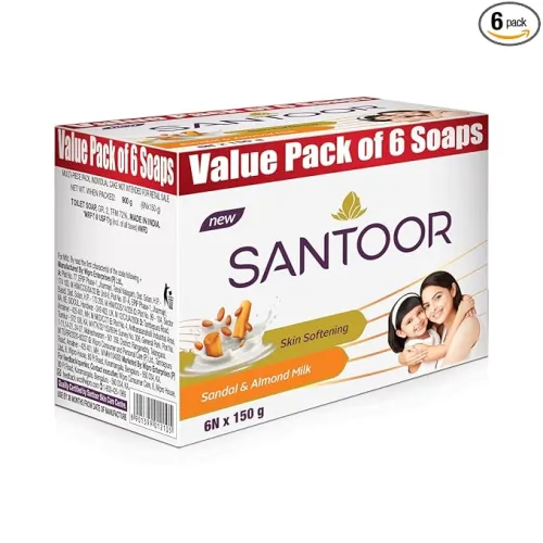 Image of Santoor Skin Softening Almond Milk Bathing Soap (Pack of 6) 150g