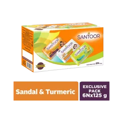 Santoor Total Skin Care- Sandal & Turmeric Soap (6 x 125 g)