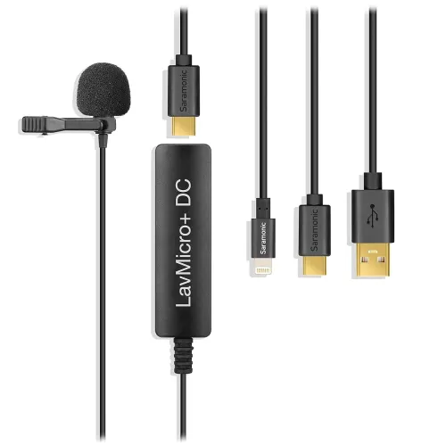 Image of Saramonic Digital Lavalier Microphone with Lightning, USB-C & USB-A Output for iPhone, iPad, Android Devices & Computers