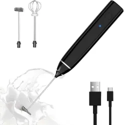Sarchase USB Rechargeable Electric Milk Frother for Coffee Foam Hot & Cold Drinks kit Personal Coffee Maker (Black)