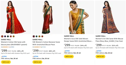 Image of SAREE MALL Women's Saree at minimum 85% Discount