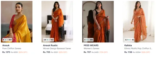 Image of Sarees at minimum 72% Discount