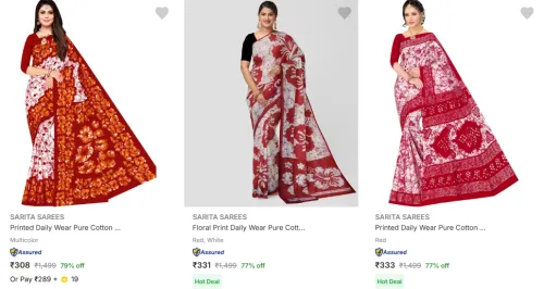 Image of Sarita Sarees Women's Sarees at minimum 76% Discount
