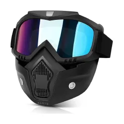SARTE TPU Goggle Mask Anti Scratch UV Protective Open Face & Eyewear Windproof Dirt Shield Adjustable Strap Soft Foam Padded Detachable for Cycling Bike Off Road Racing Riding Unisex (Rainbo...
