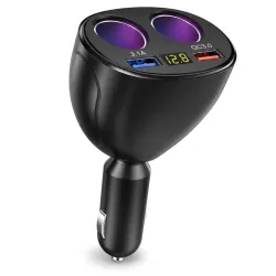 SARTE 120W Car Charger Adapter with Dual Cigarette Lighter Socket & Dual USB Fast Charging, LED Voltage Display, 12V/24V Car Power Splitter for Car, SUV, Truck, Bus, Mobile, GPS & Dash Cam (...