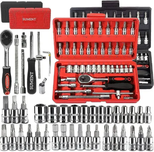 Image of SarvamMart 46in1-22 46 in 1 Durable Socket Tool Kit with High-Grip Spanner and Bits Double Sided Box End Wrench  (Pack o