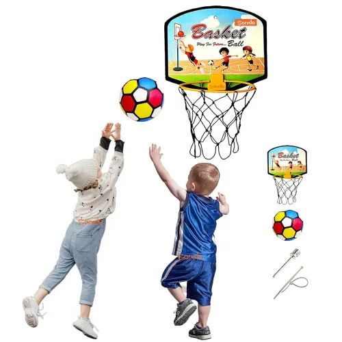 Image of Sarvda Basket Ball for Kids Toys for Boys and Girls Basketball Portable Set with Hanging Board, Ring Net, Indoor and Out