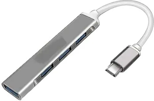 Image of SarvoTeleweb 4-in 1 USB Hub Type C to 4 USB-A Ports Multiport Adapter with Fast Data Transfer 01 USB Hub (Silver)