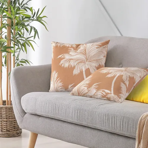 Image of SASHAA WORLD Stunning Palm Tree Printed Cotton Cushion Cover 