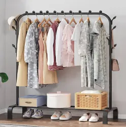 Sasimo 1 Door 2 Shelf Open Coat clothes hanger stand