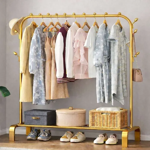 Image of Sasimo 1 Door 2 Shelf Open Coat Clothes Hanger Stand Wardrobe