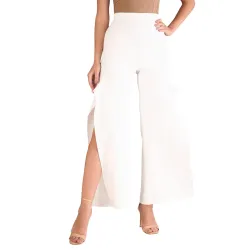SASSAFRAS White Side Slit Straight Fit Pants