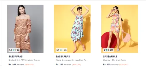 Image of SASSAFRAS Women's Dresses Starting at just ₹149