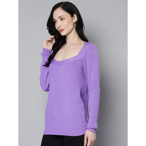Image of Sassafras Women Rib Square Neck Full Sleeves Sweater