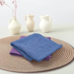 Sassoon Anatolia 2 Piece Cotton Face Towel/Hanky in 500 GSM (30cm X 30cm) - Grape-Heaven