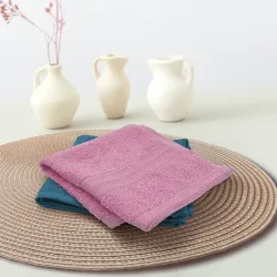 Sassoon Anatolia 2 Piece Cotton Face Towel/Hanky in 500 GSM (30cm X 30cm) - Pink-Teal