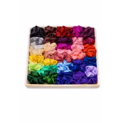 Satin Scrunchies Hair Ties for Women & Girls – 24 Pack Multicolor Soft Stretchy Elastic | Gentle on Hair, No Damage, Anti-Breakage Ponytail Holders (24, Multicolour)