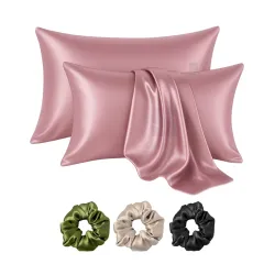 Satin Silk Pillow Cover for Hair and Skin 2 Piece with 3 Piece Satin Silk