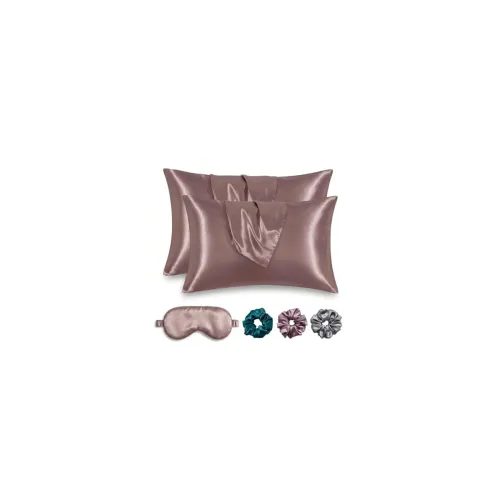Image of Satin Silk Pillow Cover Set of 2 + Women Hair with Scrunchies Satin Silk Eyemask 