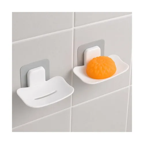 Image of Satpurush Self-Adhesive Soap Holder for Bathroom (Pack of 2) Wall Mounted No-Drill Soap Stand with Water Drainage | Stro