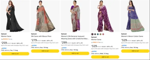 Image of Satrani Women's Saree upto 90% Discount