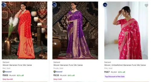 Image of Satrani Women's Sarees at minimum 84% Discount