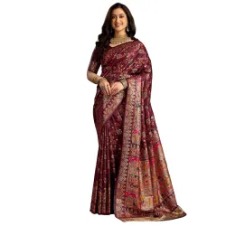 Satrani Womens Silk Weaving Banarasi Saree with Unstitched Blouse Piece