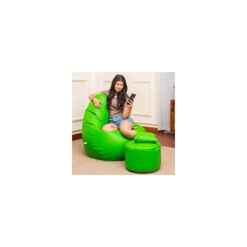 Image of Sattva Classic 4XL Combo Bean Bag with Footstool & Cushion Pre-Filled with Beans