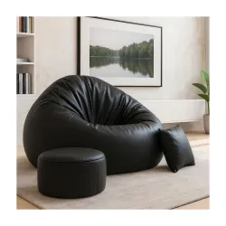 Sattva Classic 6XL Bean Bag Combo with Footstool & Cushion (Black)