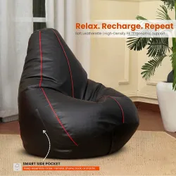 Sattva Classic Piping XXXL Bean Bag with Pocket Filled with Beans 
