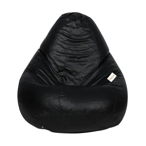 Image of Sattva Classic XXXL Bean Bag with Pocket Filled with Beans | Faux Leather Teardrop Bean Bag for Adults & Teens |
