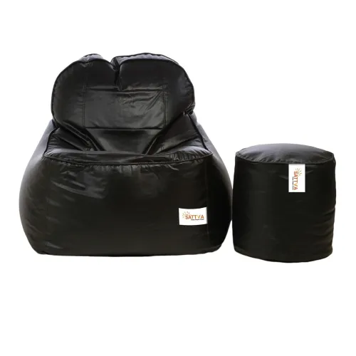 Image of Sattva Combo Rester Bean Bag Cover and Round Footstool Cover (Without Beans) 