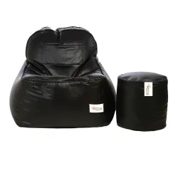 Sattva Combo Rester Bean Bag Cover and Round Footstool Cover  (Without Beans) 