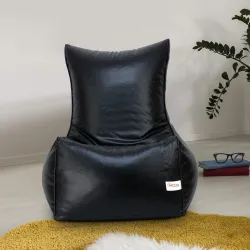 SATTVA XXXL Chair Style Bean Bag Filled with Beans | Faux Leather Bean Bag Chair for Adults & Teens | Pre-Filled Comfort