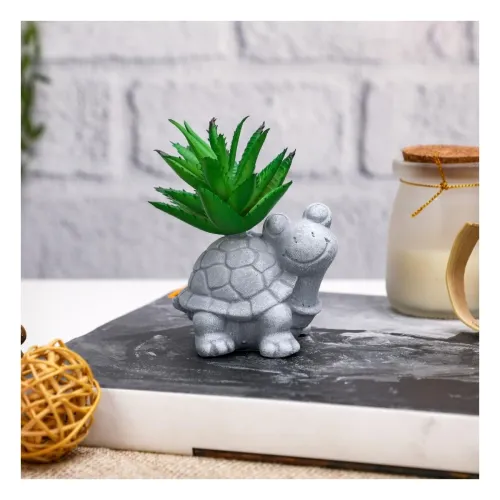 Image of SATYAM KRAFT 1 Pcs Mini Artificial Plant with Ceramic Look Pot for Home & Office