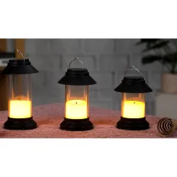 SATYAM KRAFT 3 Pcs Flameless and smokeless Acrylic Antique LED Hurricane Lantern Lamp and Wireless Wall Hanging Candle for Home Decor,Living Room,Christmas,Wedding,Wall Decor (3 Pieces)