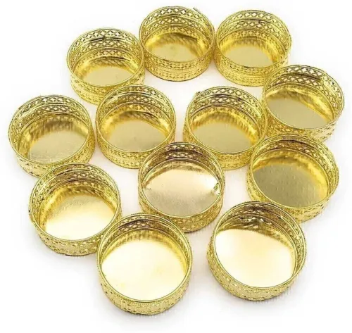Image of Satyam Kraft golden tealight candle holder (Pack of 12)