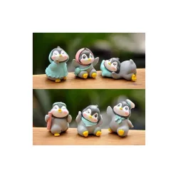 SATYAM KRAFT 1 Set (6 Pcs) Cute Penguin Miniature Figurines Showpiece | Gift for Him/Her, Return Gift, Home Decor, Table, Car Dashboard, Office Decoration Items (Multicolor)