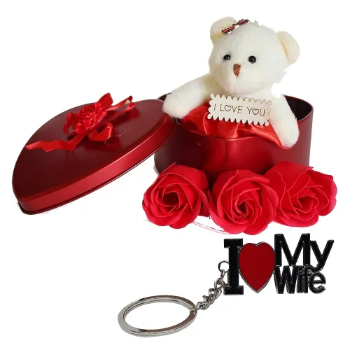 Image of Saugat Traders Love Gift For Wife Love Key-chain With Gift Box