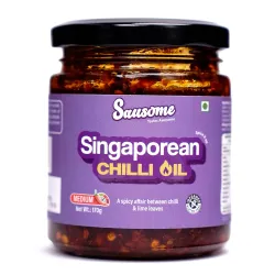 Sausome Singaporean Chilli Oil | Spicy Red Chilli, Garlic & Ginger Infused with Kaffir Lime in Sunflower & Coconut Oil | Perfect for Asian Cooking | 170 g